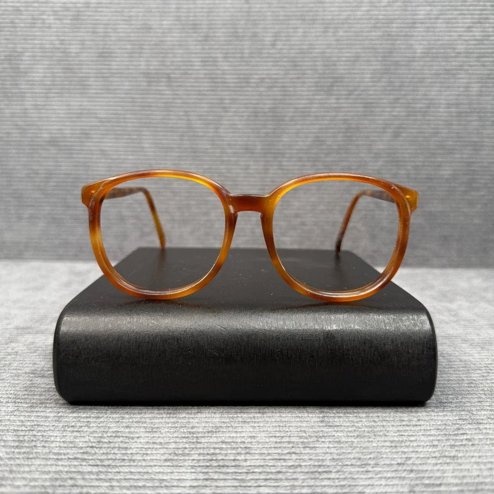 Vintage Amber Tortoiseshell Round Y2K Eyeglass Frames 54-18-145 Retro Panto Vtg